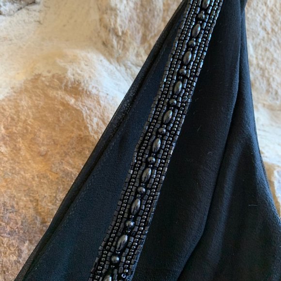 OLEG CASSINI SILK V-NECK BEAD STRAPS GOWN SZ: 4 - Picture 3 of 8